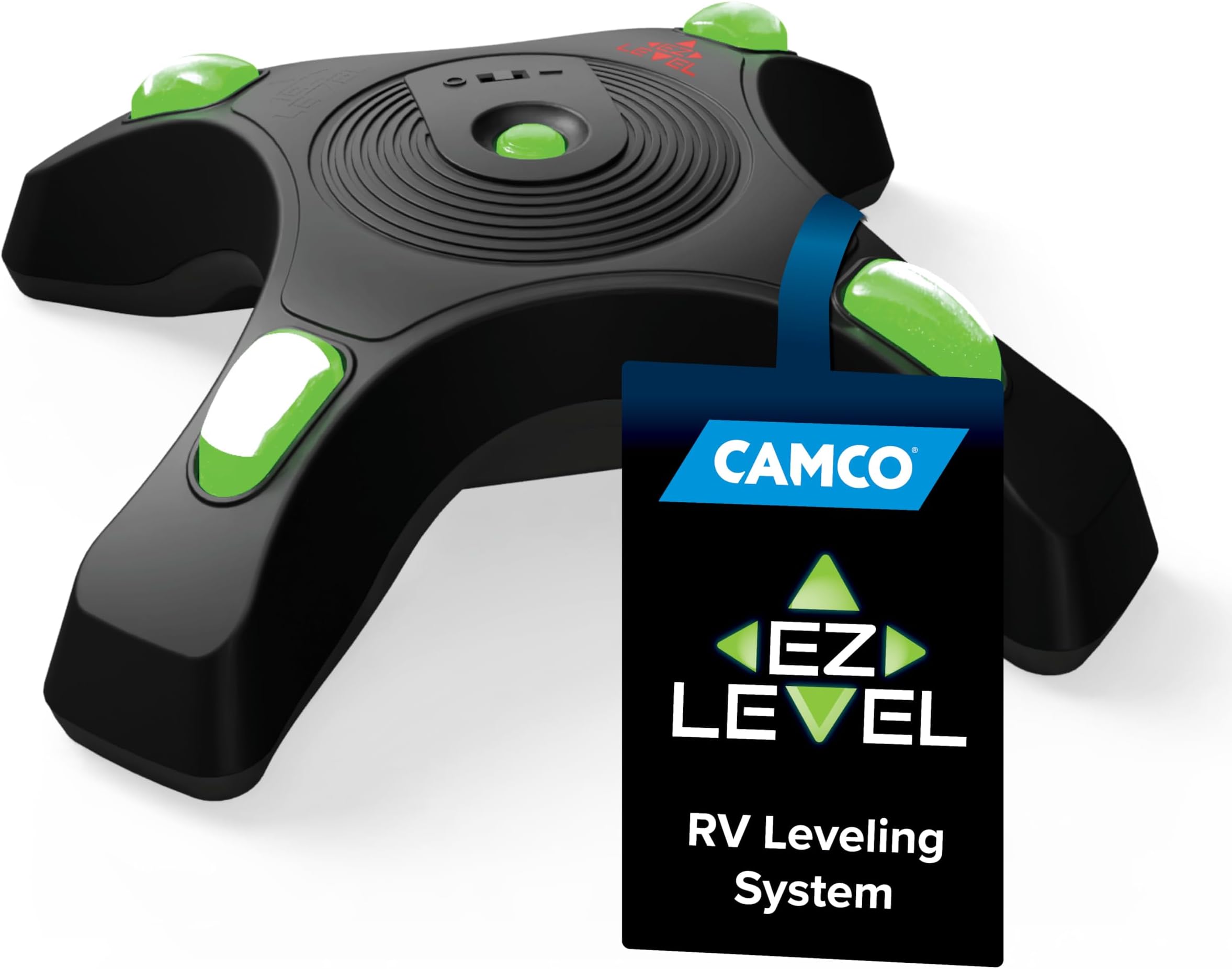 Camco Camper/RV EZ Level | Features Illuminated Indicator Lights & Automatic Shut-Off Function when Not In-Use | Includes Pre-Installed On/Off Switch (25505)