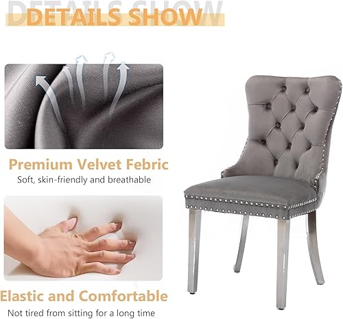 Miniatura 8 de Juego de 6 mesas de comedor redondas de mármol para 6, mesa de cocina y sillas redondas de mármol de 45 pulgadas, juego de 6, mesa de comedor