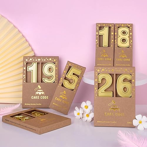 Miniatura 4 de CAKE CODE Velas de cumpleaños de oro Roma de 2.76 pulgadas, velas de números dorados, velas de números de pastel, celebración de fiesta