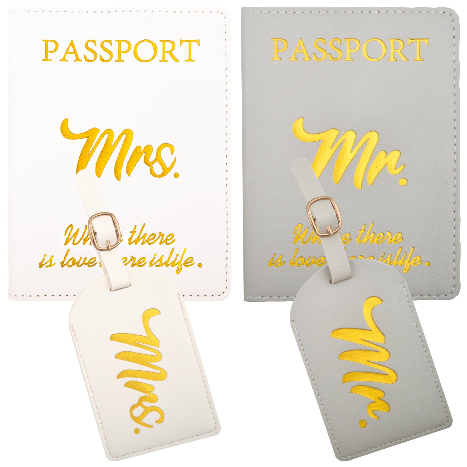 Mr and Mrs Luggage Tag & Passport Holder Set