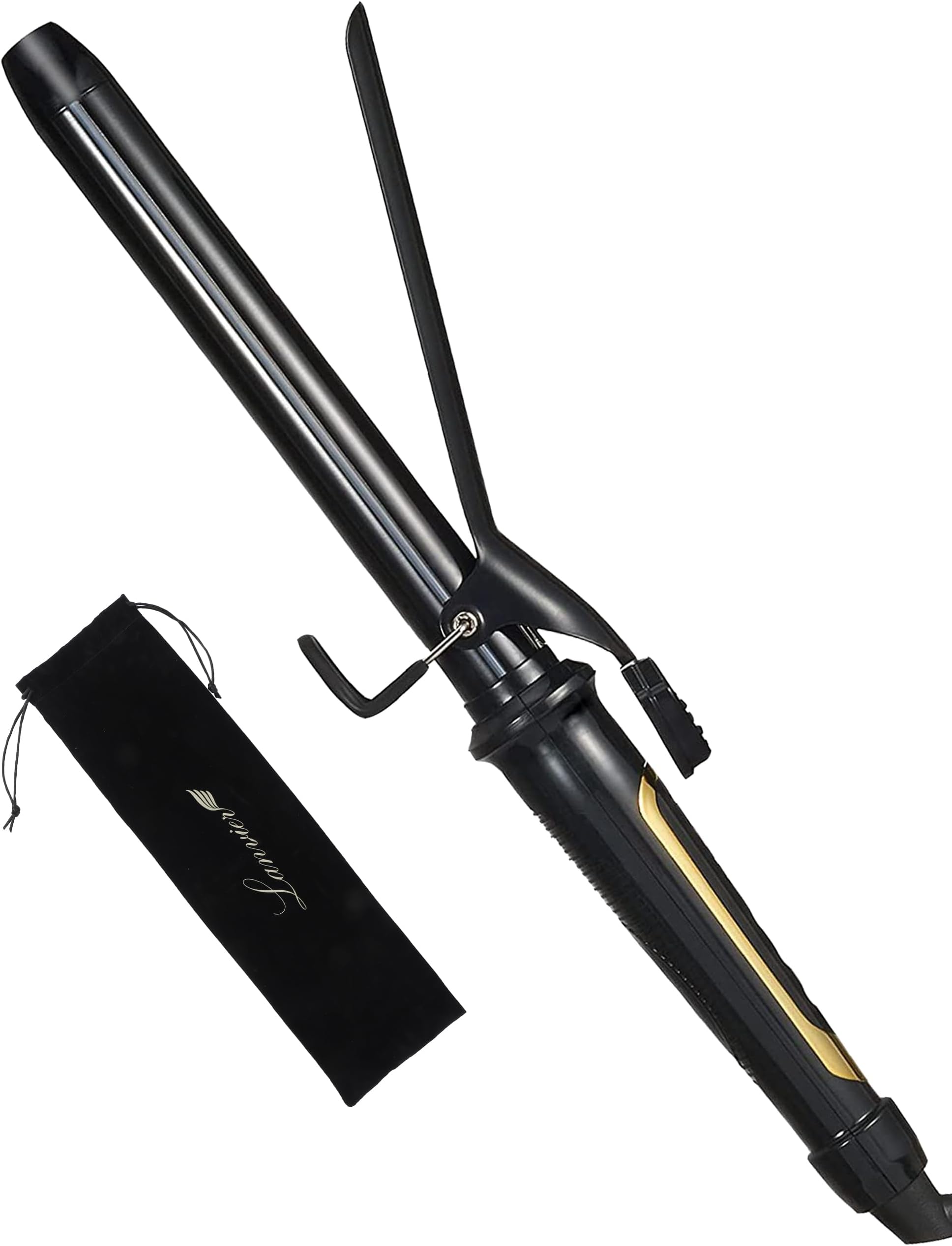 1 Inch Extra Long Hair Curling Iron with Ceramic Tourmaline Barrel, Professional Hair Curler up to 450°F with Dual Voltage for Worldwild Use, Hair Waving Style Tool for Girls&Women–Black