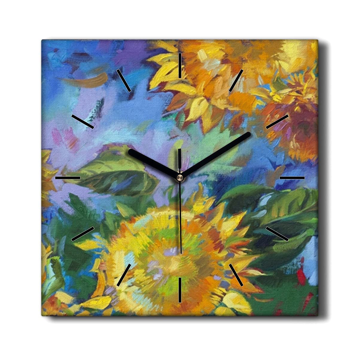 Horloge sur Toile Fleurs Tournesols 30x30cm Coloray sans tic-tac pour salon