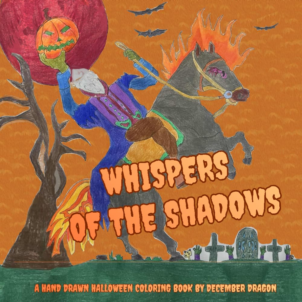 Whispers Of The Shadows: A Hand Drawn Halloween Coloring Book with Witches, Dragons and Ghosts.