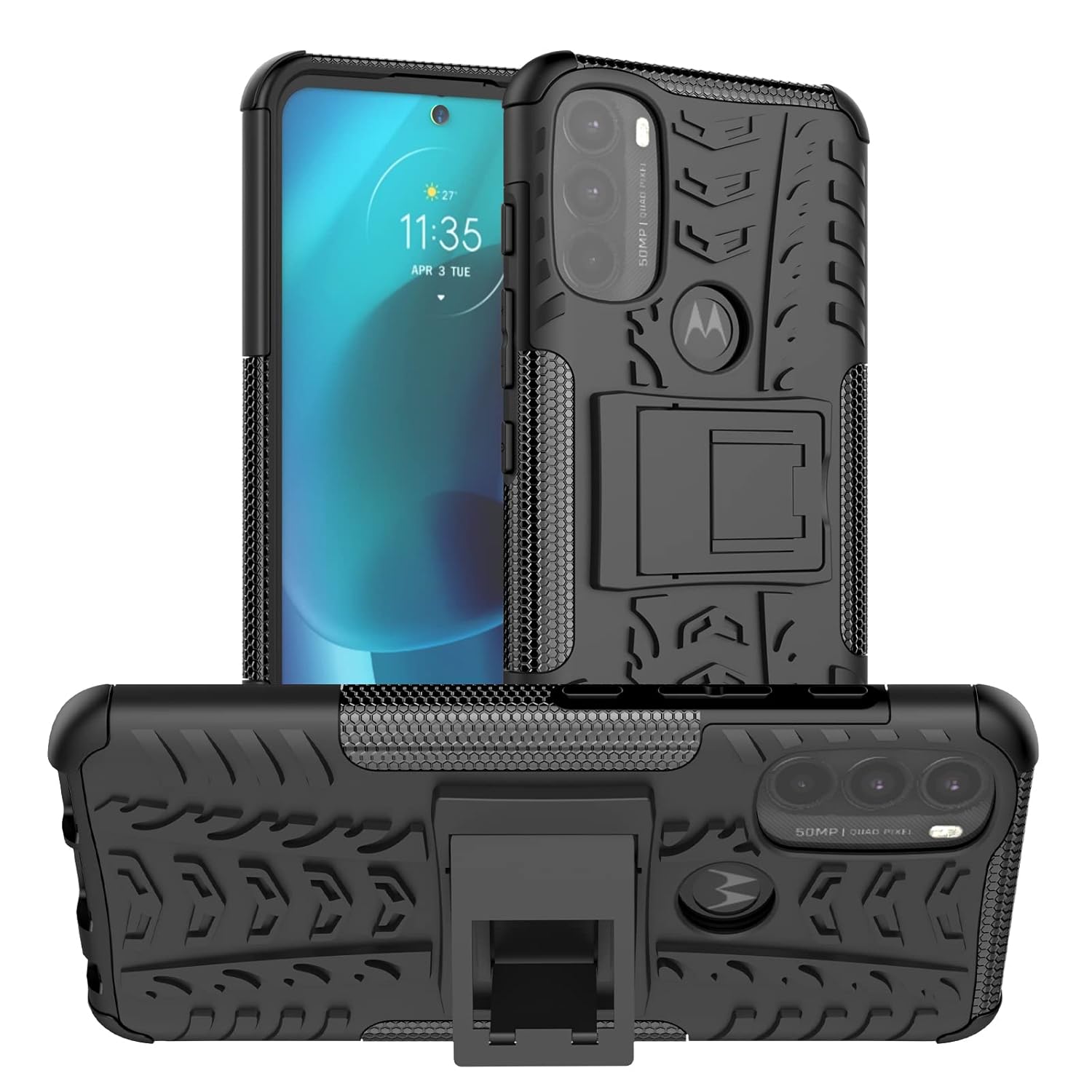 Prime Retail for Moto G71 5G Back Cover Shockproof Kickstand Black