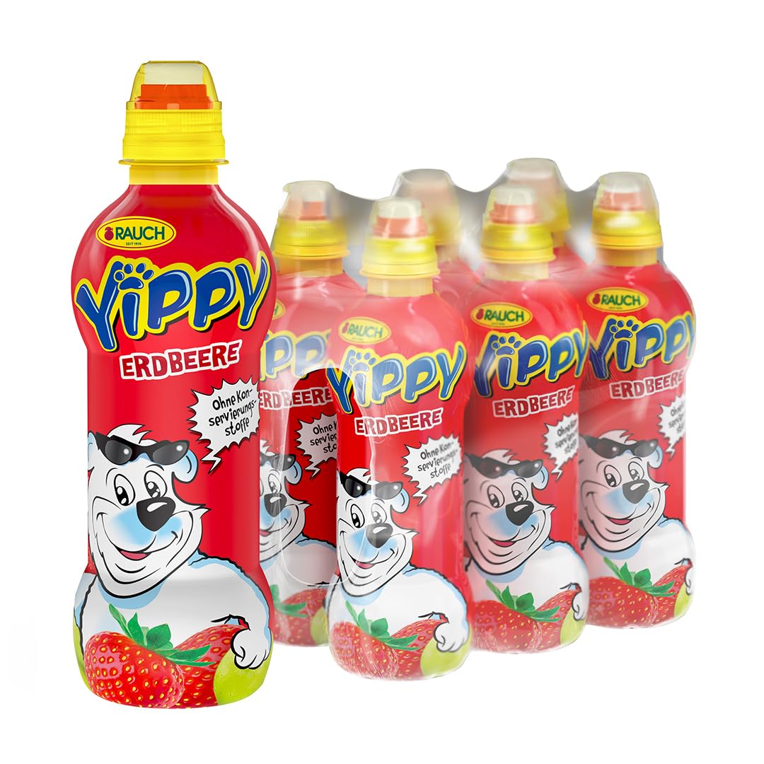 Yippy Erdbeere | der fruchtig farbenfrohe Kinderspaß | mit 5 Vitaminen und Calcium | 6x 330ml PET Flasche