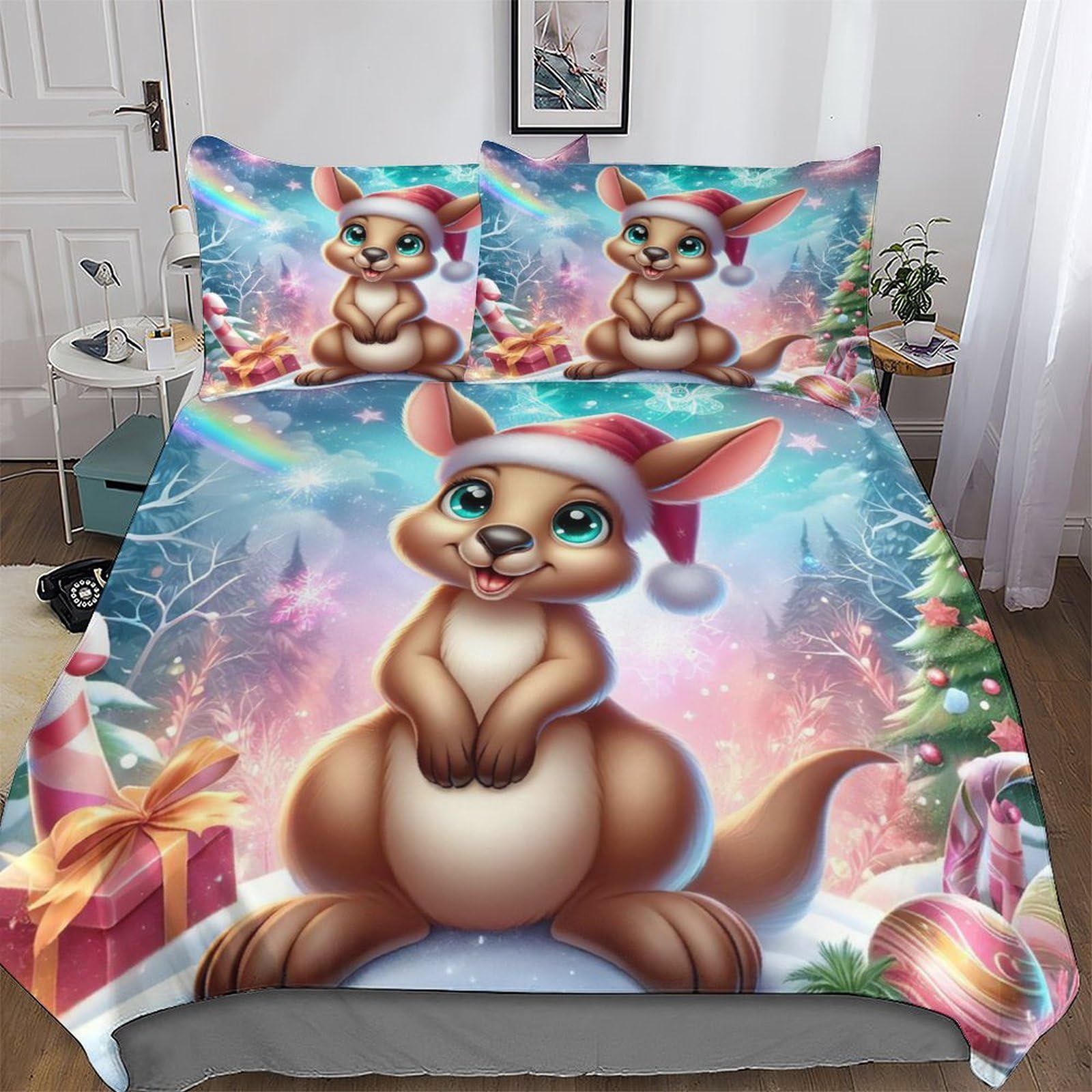 Housse de couette ultra douce kangourou parure de lit 3 pièces respirante King
