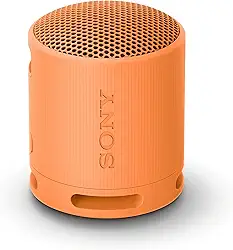Sony SRS-XB100 Alto-falante portátil sem fio Bluetooth leve e supercompacto, extradurável, IP67, à prova d'água e à prova de poeira, bateria de 16 horas, alça versátil e chamadas sem as mãos, laranja