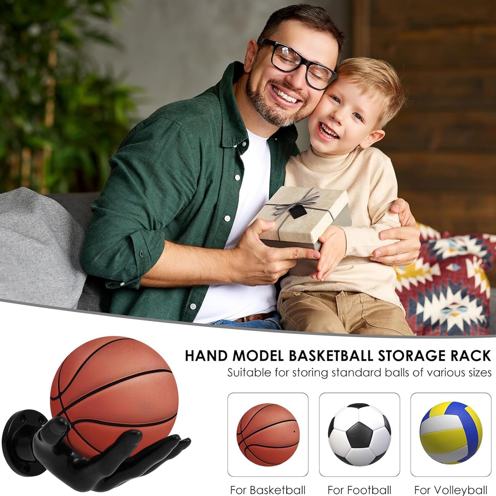 Support Mural Pour Ballon De Basket – Forme De Main, PVC – Range Plusieurs Ballons – Économise De L’Espace – Décoration Sportive