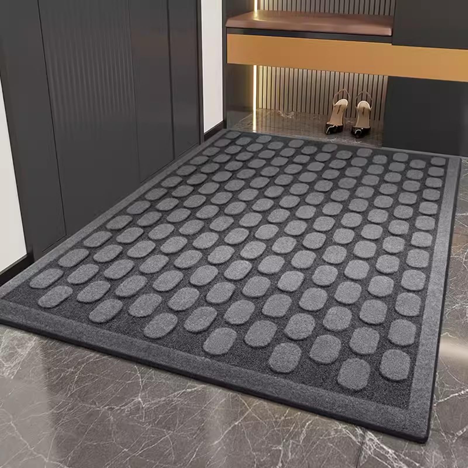 Waschbare Fußmatten für den Eingangsbereich im Freien, Schmutzfänger-Teppich für die Eingangstür, Willkommensmatten für den Innenbereich, Grau (Größe: 80 x 120 cm)
