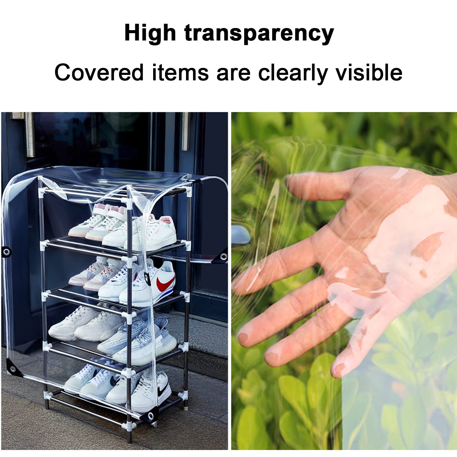 Bâche Transparente avec Oeillets Renforcés, Clair Bâche Étanche, 0.35mm Rideau en PVC Résistant Aux Déchirures pour Vent & Pluie Protection, 450g/m² (Color : Clear, Size : 2x2.2m)