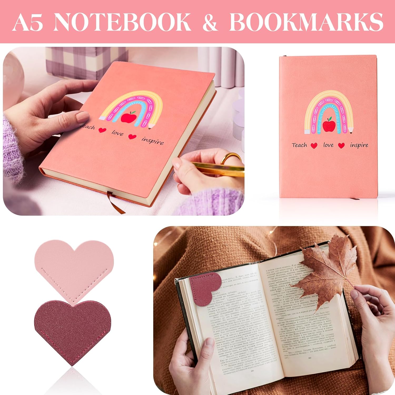 Teacher Appreciation Gifts for Women, Thank You Gifts for Teachers from Students – Teachers Day, End of Year, Graduation, Retirement, Birthday Gift Basket with 16oz Drinking Cup, Journal(Orange Pink) - Image 4