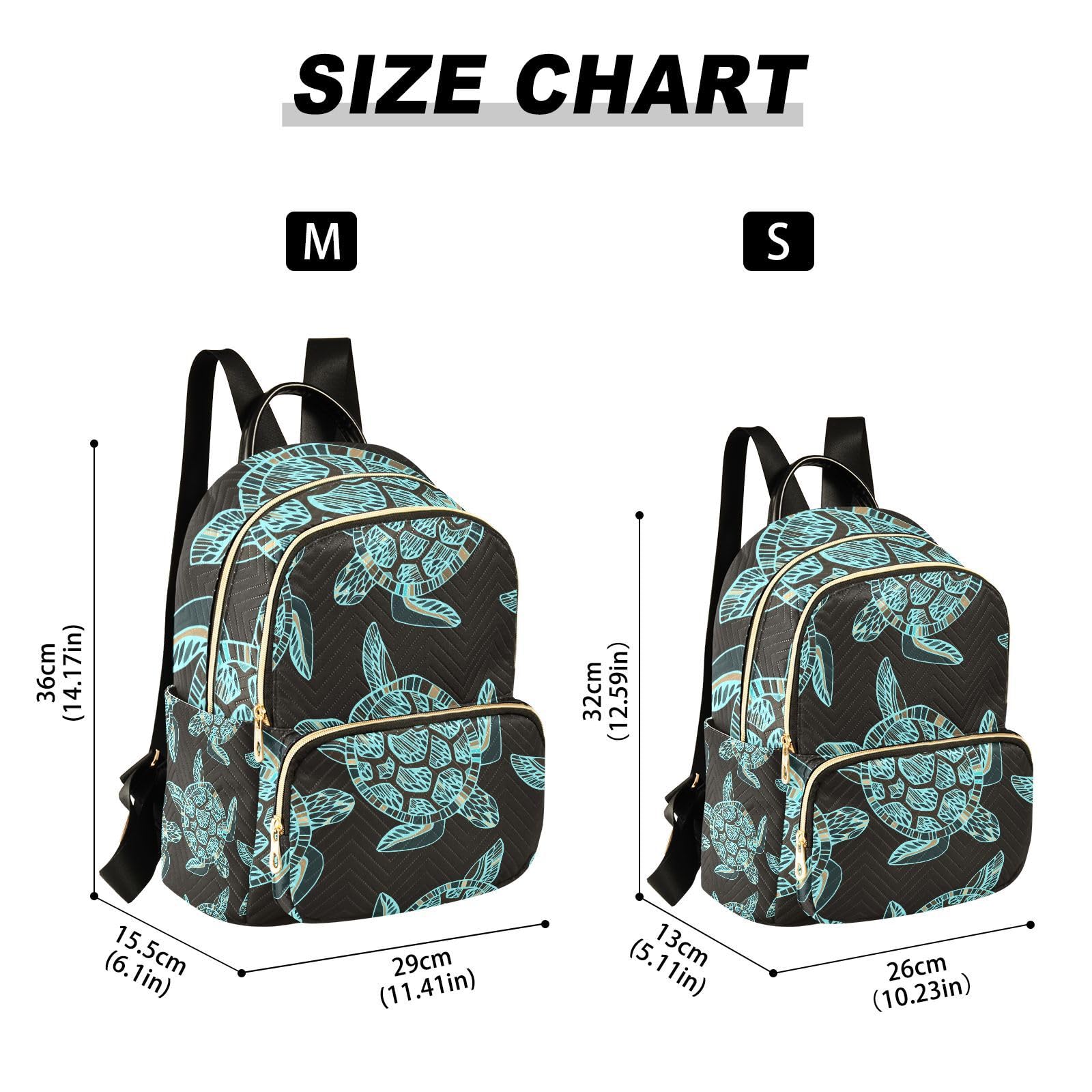 Yasala Ocean Women Backpack Sea Turtle Zen Aqua Anti-Theft Travel Backpack with Luggage Belt Lightweight Handbag Lady Purse Roomy Double Zipper Weekend Bag Everyday Use
