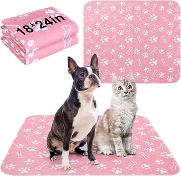 BEAUTYZOO 2 Pack Washable Pee Pads for Dogs,Reusable Puppy Pads 18x24 Pink