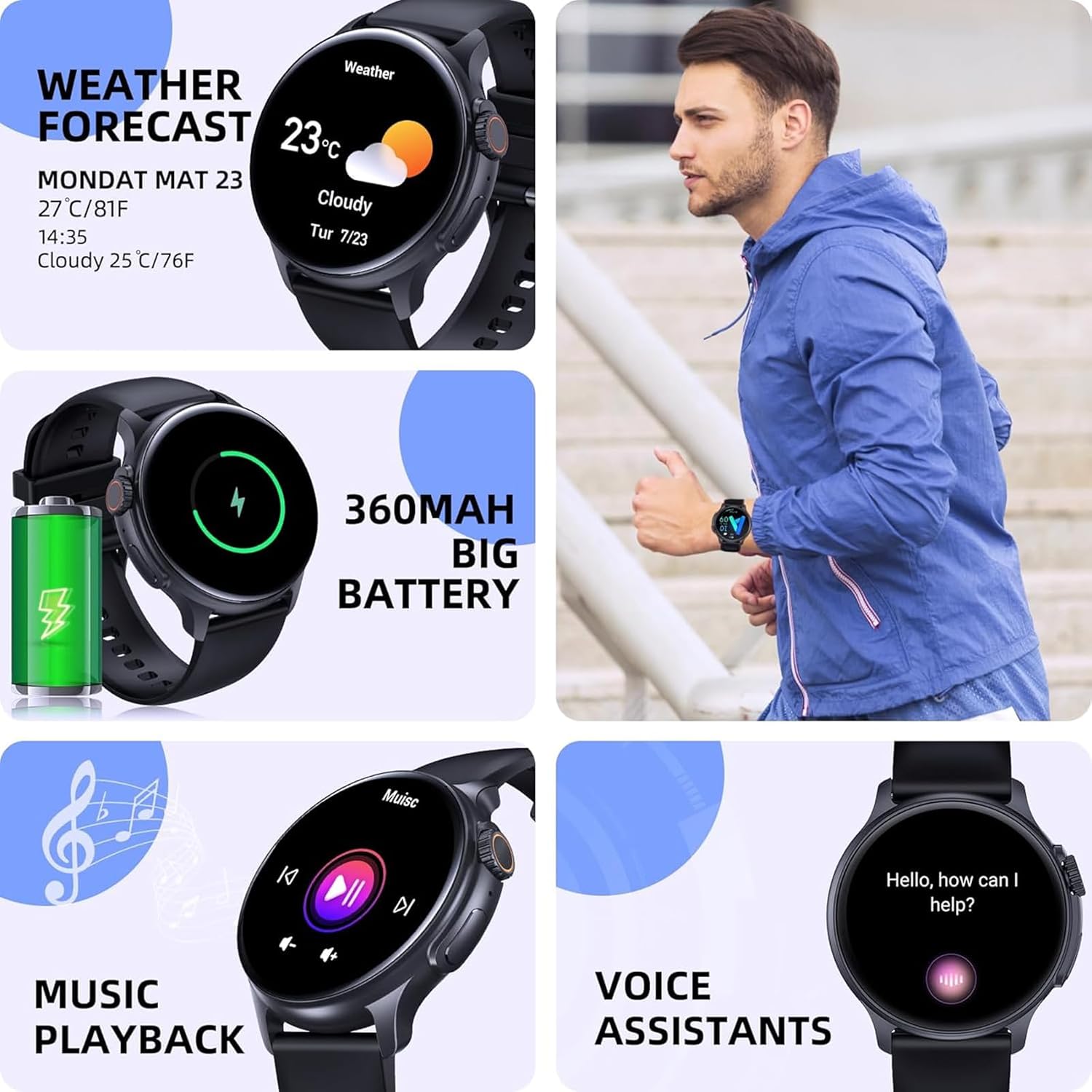 Smart Watch for Men Answer Make Call Always-On Display Smartwatch for Android and iOS Phones 100+ Sports Modes Fitness Activity Tracking Heart Rate Blood Oxygen Sleep Monitor Pedometer,C