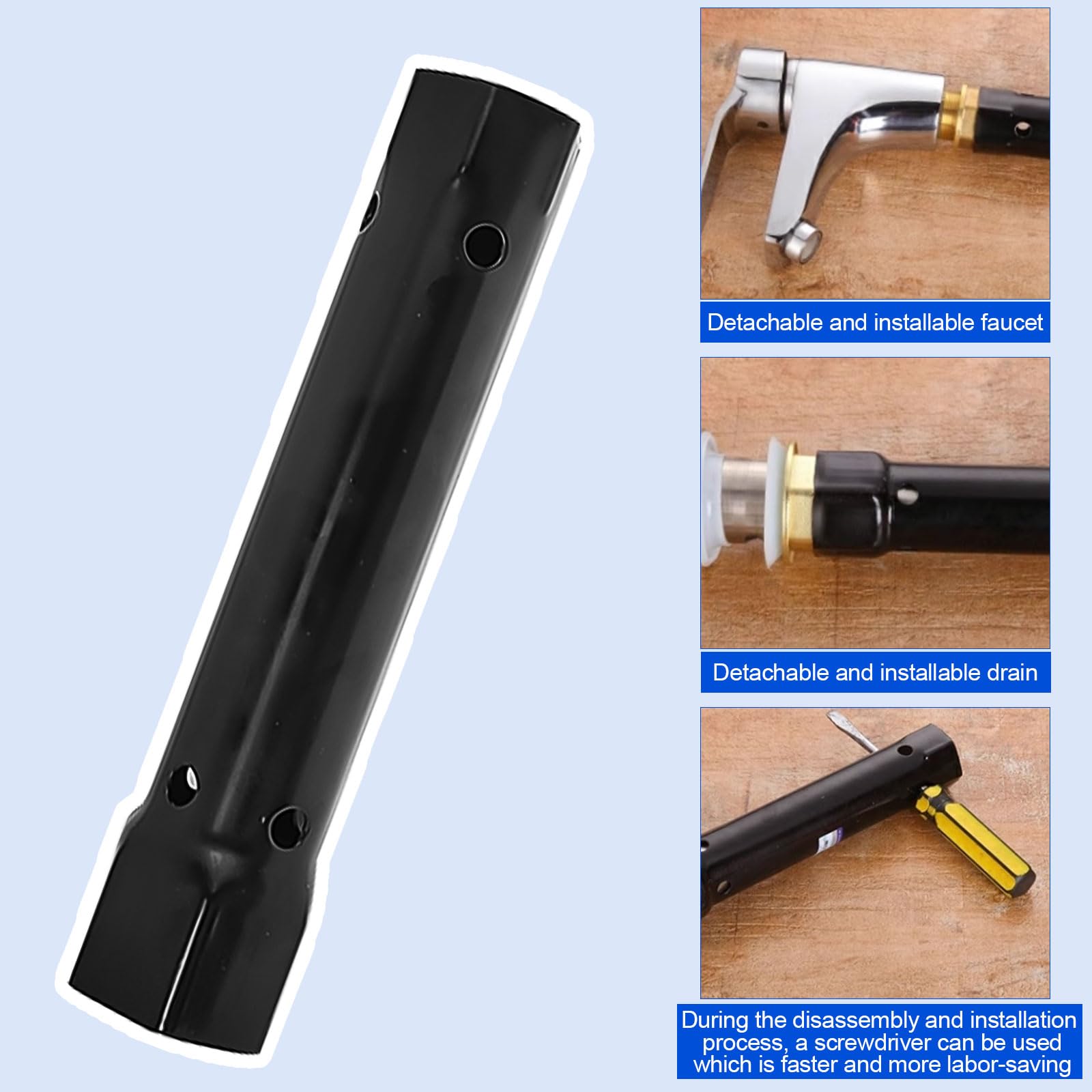 204 MM Chiavi a Tubo, M34-40 Chiave a Bussola, Acciaio al Carbonio Chiave Rubinetto Lavello, Chiave per Rubinetto Sottolavello, Chiave per Dadi Rubinetti, Chiave a Tubo per Rubinetti (1)