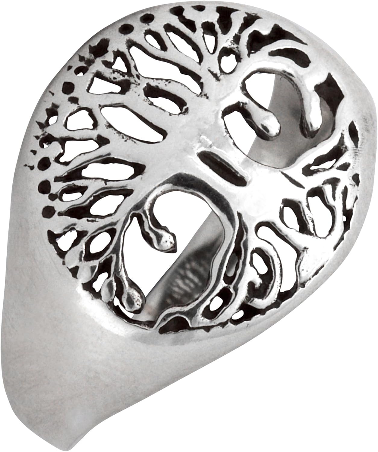 Silverly Sterling Silver Tree of Life Signet Ring for Men - Chunky 925 Silver Celtic Ring for Women - Classic Nature-Inspired Jewelry Gift - Wiccan Symbol Piece in a Filigree-Style Openwork Design