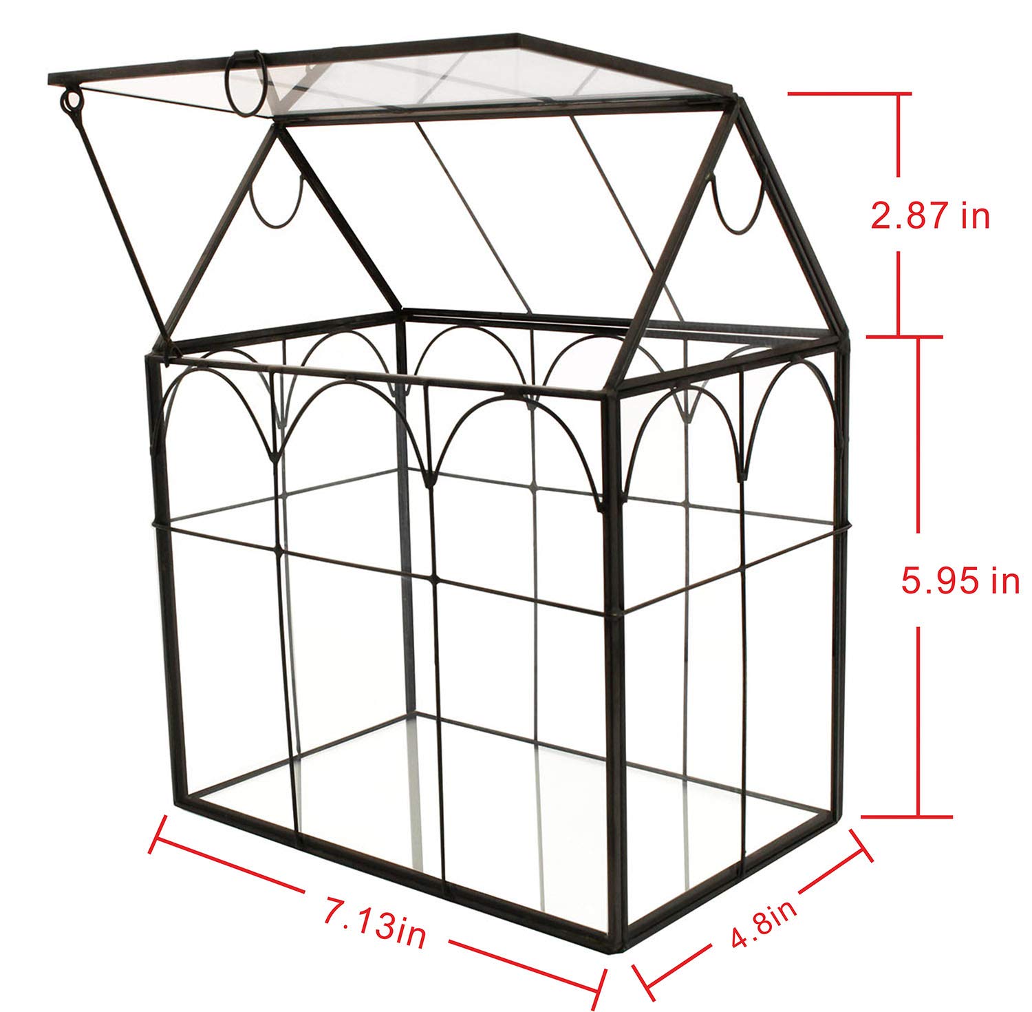 ElegantLife Succulent Terrarium,House Shape Handmade Succulent Pot With Top Swing Lid Planter Case for Fern Moss Cacti - Image 4