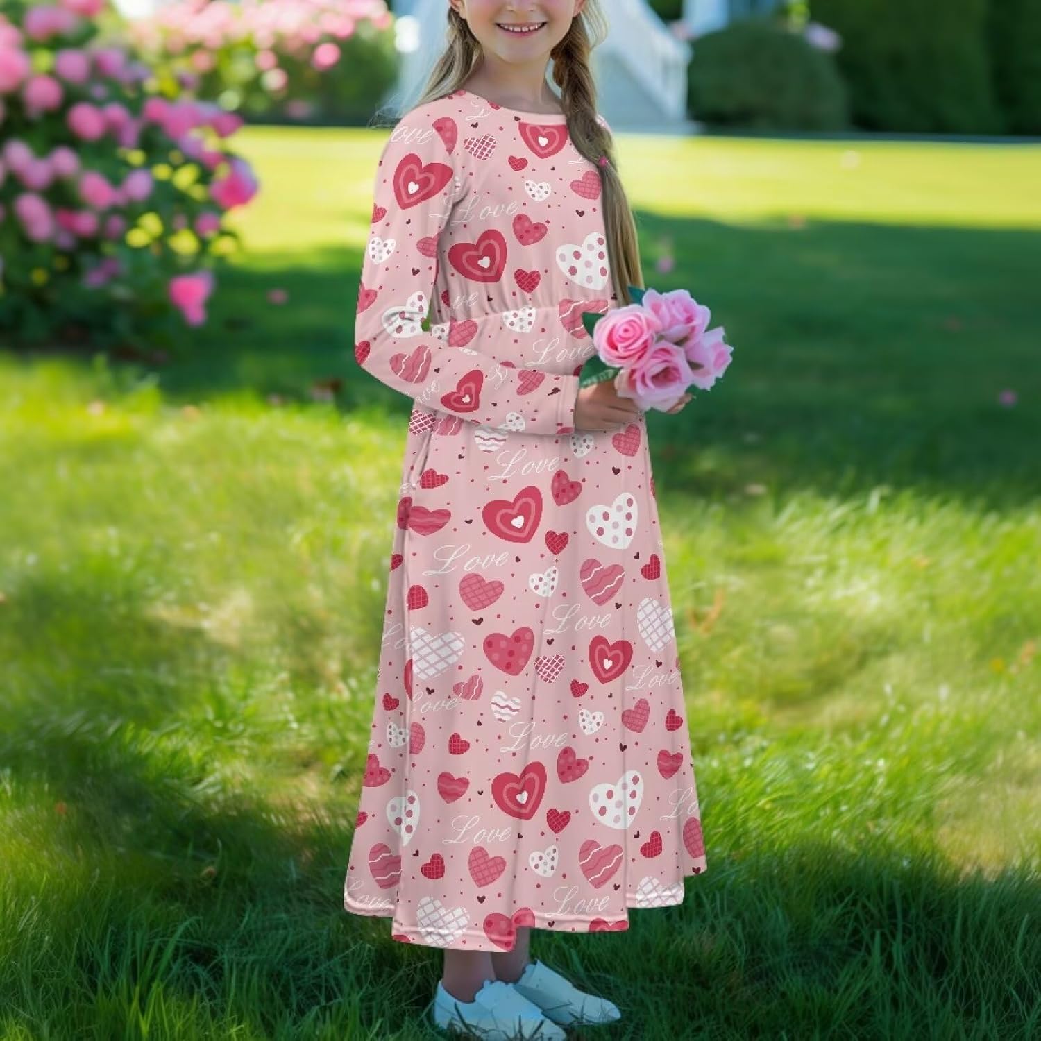 Long Maxi Dress for Girls 5t-14Year Holiday Dresses with Pockets Back to School