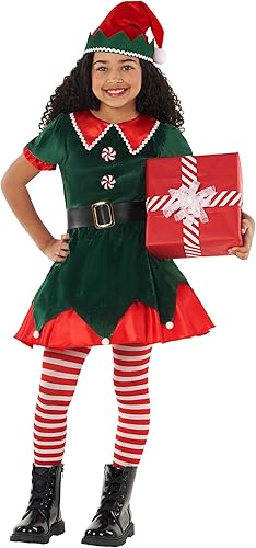 Miniatura 5 de Morph - Disfraz de elfo para niñas, disfraz de elfo de Navidad, vestido de elfo de Navidad para niñas, disfraz de elfo navideño para niños, elfo