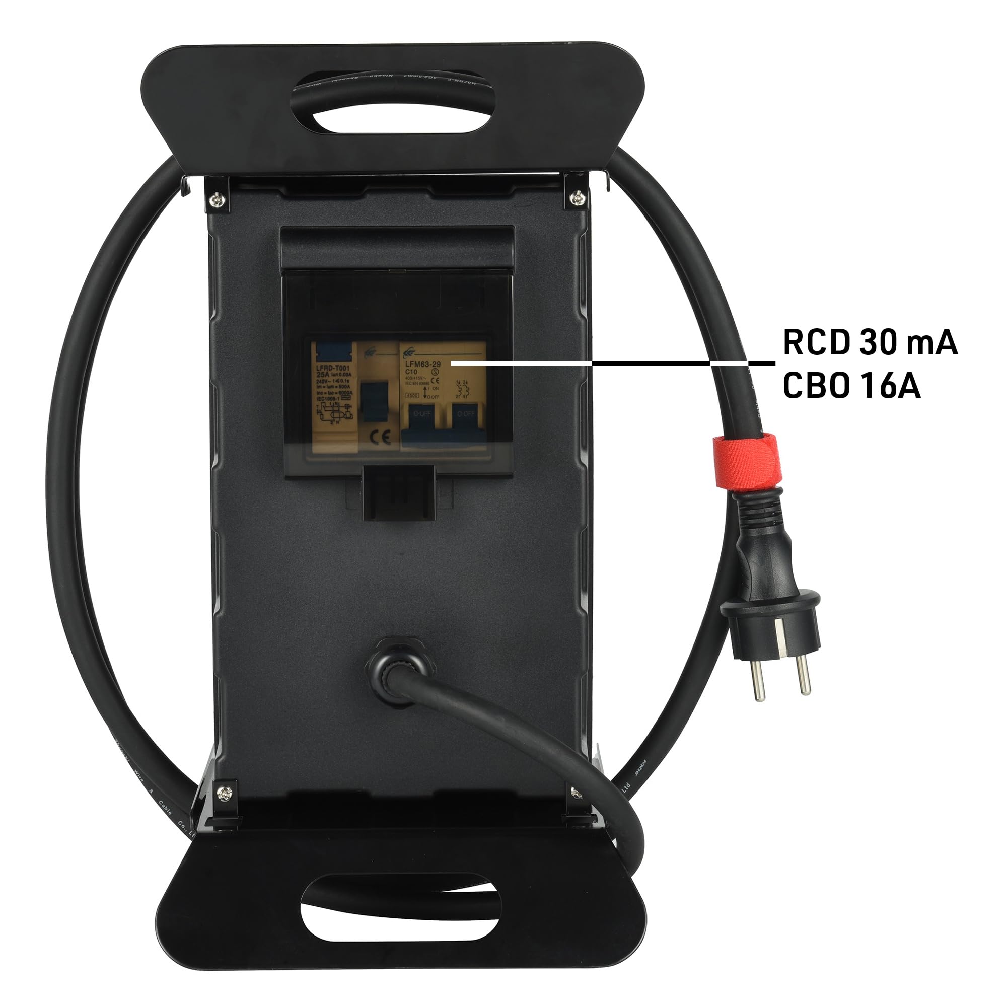 Electraline 60427 Coffret de Chantier 16A, 5 Prises Françaises IP44 16A, avec Disjoncteur Différentiel 30mA et Bouton Poussoir d'arrêt, Cable H07RN-F 3G2.5mm Longueur 2M
