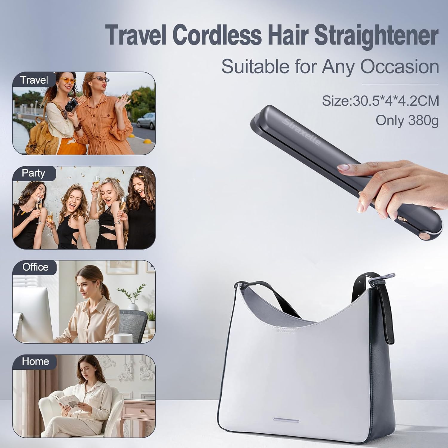Cordless Hair Straightener, 10000mAh Rechargeable Flat Iron Portable Travel Straightener with Negative Ion, LED Screen & 3D Floating Plates, 2 in 1 Straightener and Curler (Dark blue + Gold)
