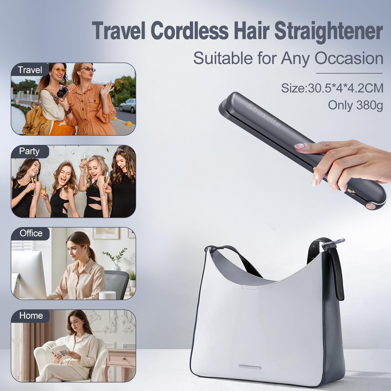 Piastra e Arricciacapelli 2 in 1 Senza Fili, 10000mAh Piastra Capelli, Display LED con 4 Temperature (160°C-220°C), Ioni Negativi Cordless Hair Straightener Senza Fili Ideale per Viaggio (Blu Scuro)