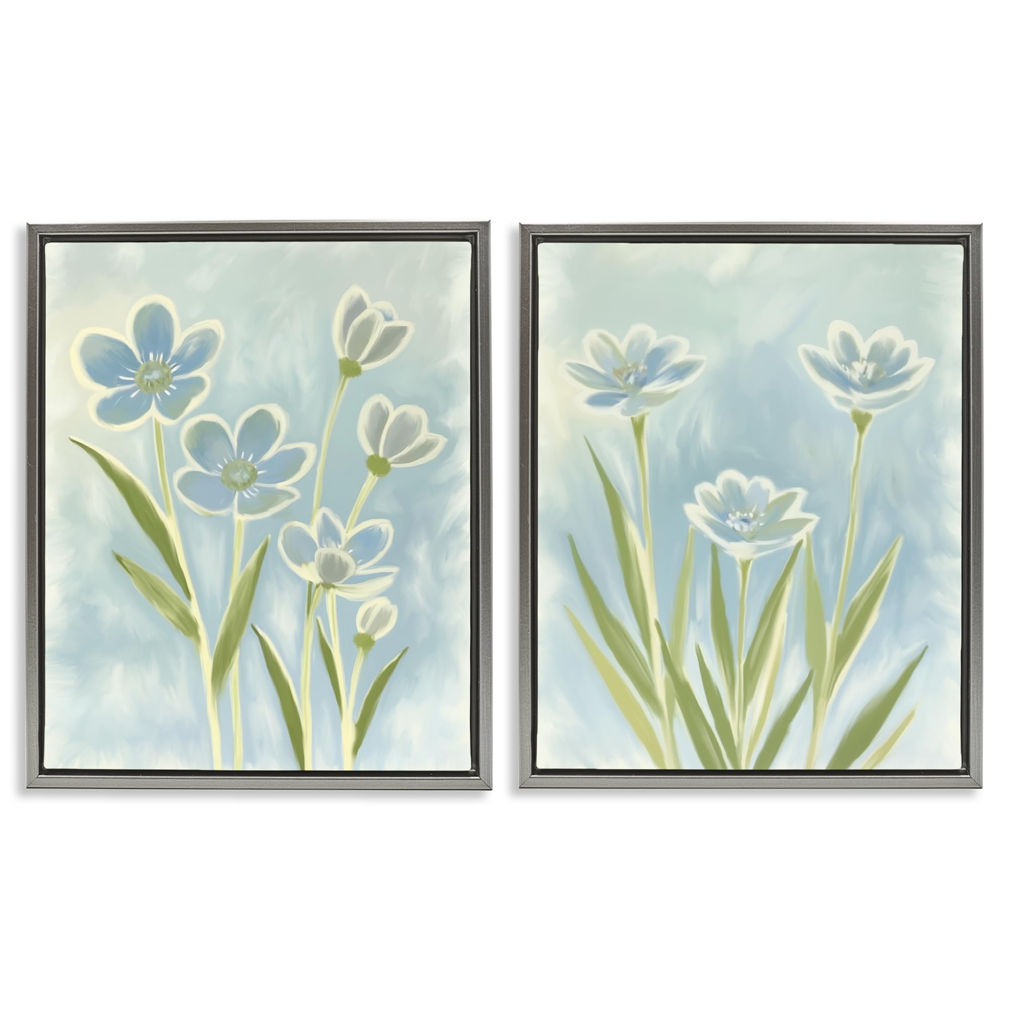 Stupell Industries Contoured Blue Petals 'Contoured Blue Petals'| 2Pc Floating Frame Art Set 2