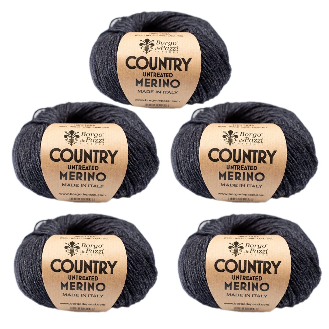 Pure laine d'Italie anthracite 5 pelotes de 50g pour tricot haut de gamme
