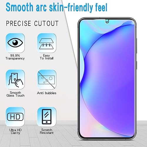 Miniatura 10 de Slanku Paquete de 3 protectores de pantalla para Samsung Galaxy S20 FE, vidrio templado S20 FE 5G, compatible con lector de huellas dactilares, sin