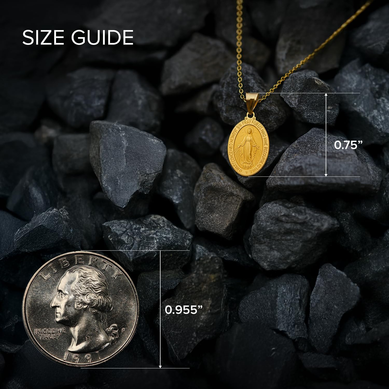 RP 14K Yellow Gold Miraculous Medal Necklace for Women & Men, Authentic & Pure Gold Pendant with 18" 14K Chain Necklace with Premium Jewelry Box, Stunning Miraculous Medal Virgin Mary Pendant Necklace, Subtle Size for Layering - Image 5