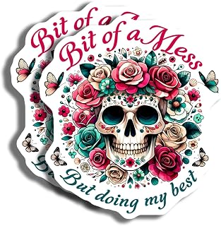 Skull and Floral Magnets - Inspirational Magnets - Sugar Skull Magnets - Motivational Quote Magnets for Fridge Locker- 2 Pack - Made in USA - PLDFMAG3208