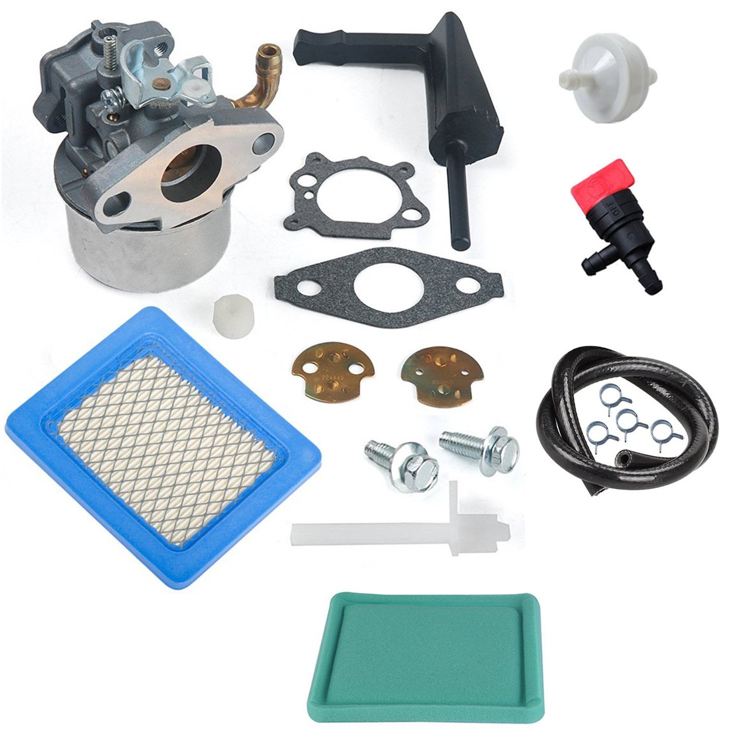 Kit carburateur avec filtre à air et pré-filtre pour moteurs de tondeuses à gazon Briggs & Stratton 798653 697354 790290 791077 698860 avec filtre à air 491588 491588S