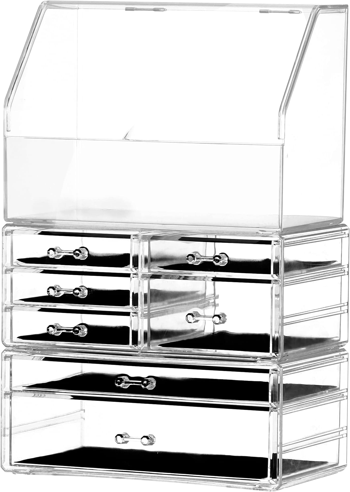 Makeup Organizers and Storage With Lid,Dustproof Waterproof Design Make up Organizer for Bathroom Countertop With 7 Drawers For Beauty Product,Skincare,Lotions,Perfume Cosmetic Storage Case