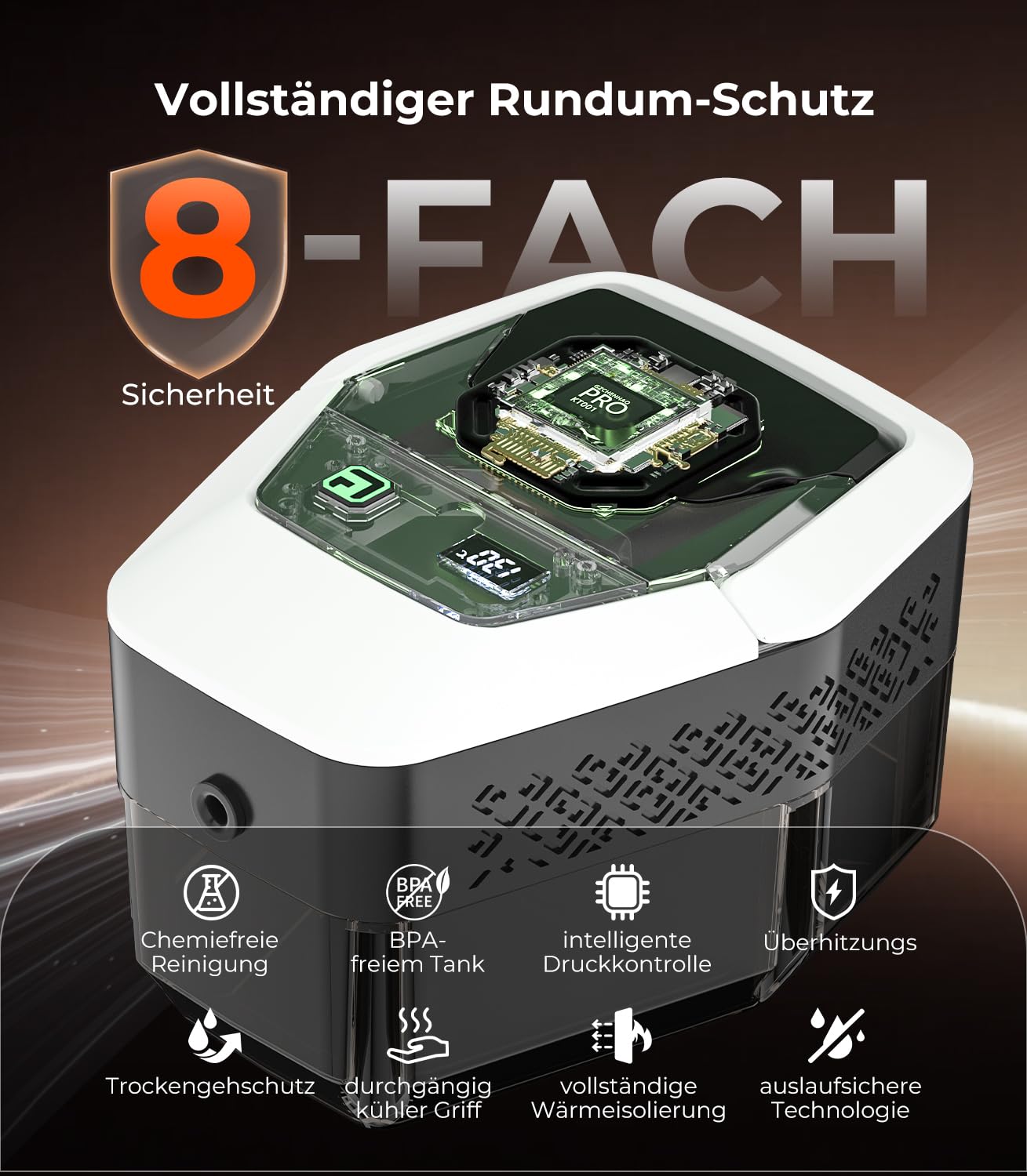 20-IN-1 Dampfreiniger Handgerät【100% Kühler & Akkufreier Griff–Neueste NH Labor-Technik】【99,99% Keimreduktion–SPJ Spitzentechnik】Dampfreiniger für Alles,Steam Cleaner für Fußboden, Sofa