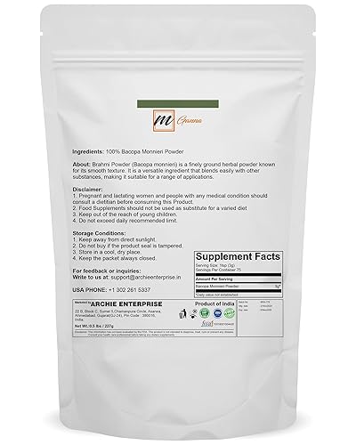 Miniatura 2 de Polvo Brahmi 100% puro y natural  Polvo de Bacopa Monnieri para cabello y salud 0.5 libras  227 GMS