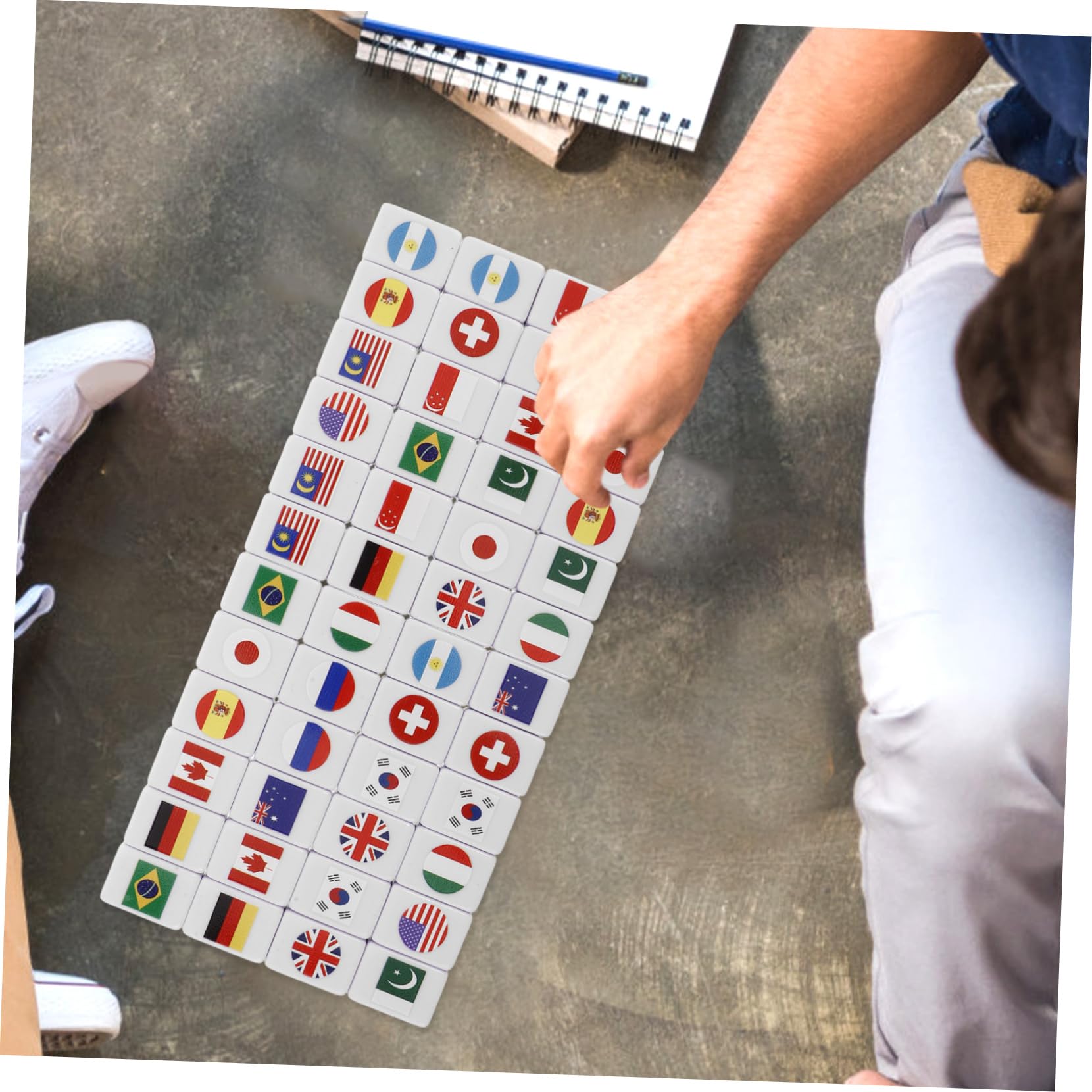 VICASKY Set de 48 Piezas de Mahjong Diseño de Bandera Nacional para Adultos y Niños, Juegos Familiares Mahjong Modos de Juego Variados y Reglas Fáciles de Aprender