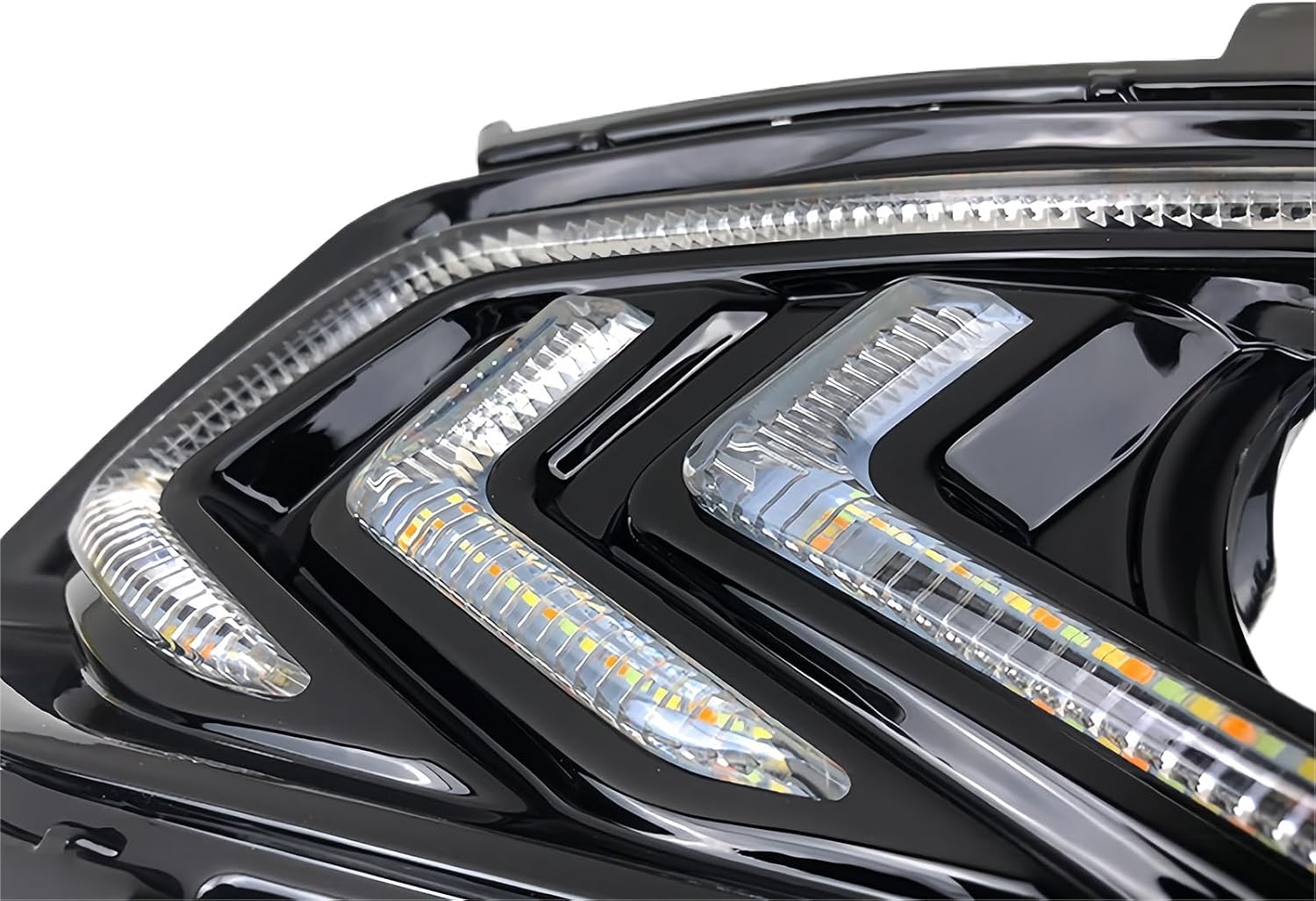Pair LED DRL Fog Light Bezels For 2013-2016 Ford Fusion Daytime Running Lamp Covers With Dynamic Sequential Turn Signals Wiring Harness And Switch, No Fog Lamps