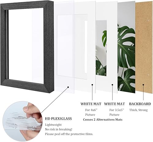 Vista 758 de Egofine Portarretratos de 9 x 12 pulgadas hecho de madera maciza con plexiglás, fotos de 5 x 7/6 x 8 con paspartú o de 9 x 12 pulgadas sin paspartú