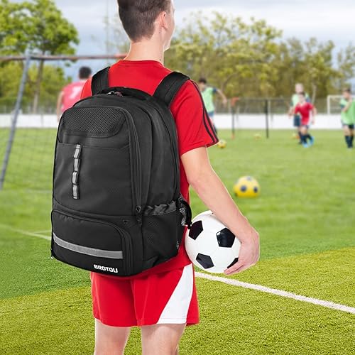 Miniatura 6 de BROTOU Bolsa de fútbol mochila de baloncesto con compartimento para pelotas para niños mochila de fútbol para baloncesto voleibol fútbol bolsas de