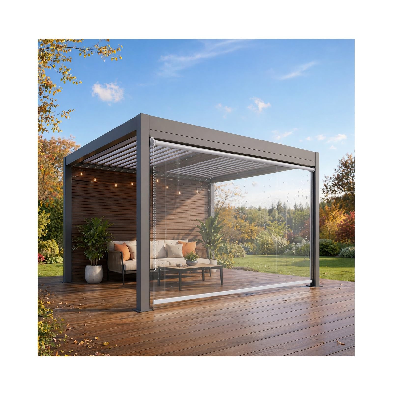 Tenda a rullo in PVC trasparente spesso 0,5 mm, antivento