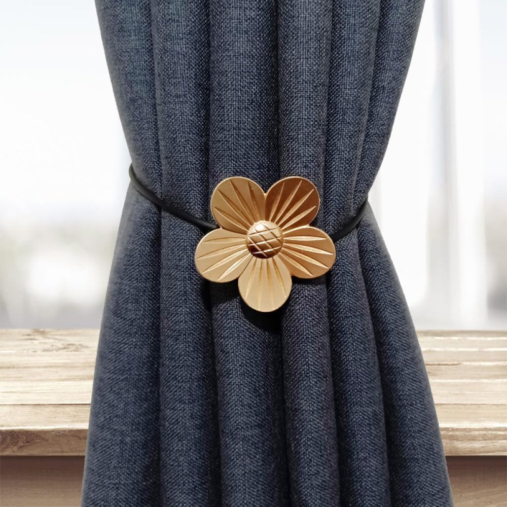 Paquete de 2 alzapaños magnéticos para cortinas de flores de metal accesorios ventana OUdini H3