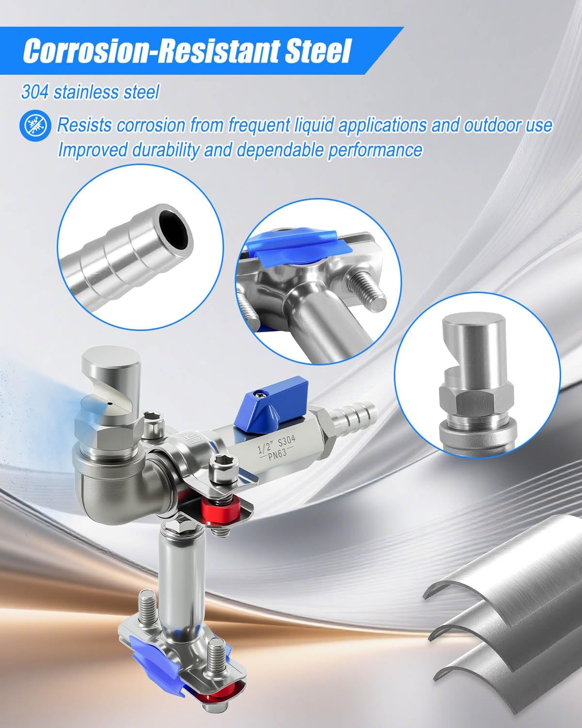 Boomless Spray Nozzle Kit for ATV UTV, Stainless Steel Adjustable Spray Tip, Heavy Duty Spray Nozzle for Farm Pasture Lawn