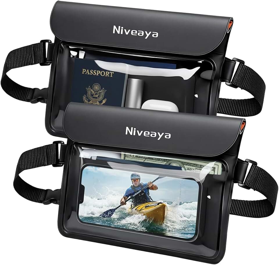 Niveaya IPX8 Waterproof Fanny Pack, Waterproof Pouch Dry Bag for Beach, Kayaking, Swimming, Boat Travel Cruise Essentials, Waterpr