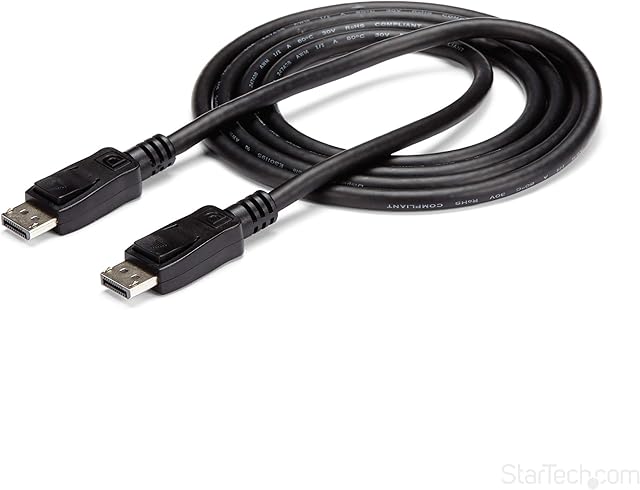 StarTech.com DisplayPort 1.2 Cable w/ Latches - 6ft / 2m - HBR2 - 4K x 2K Display - Certified DP to DP Video Cable M/M (DISPLPORT6L)