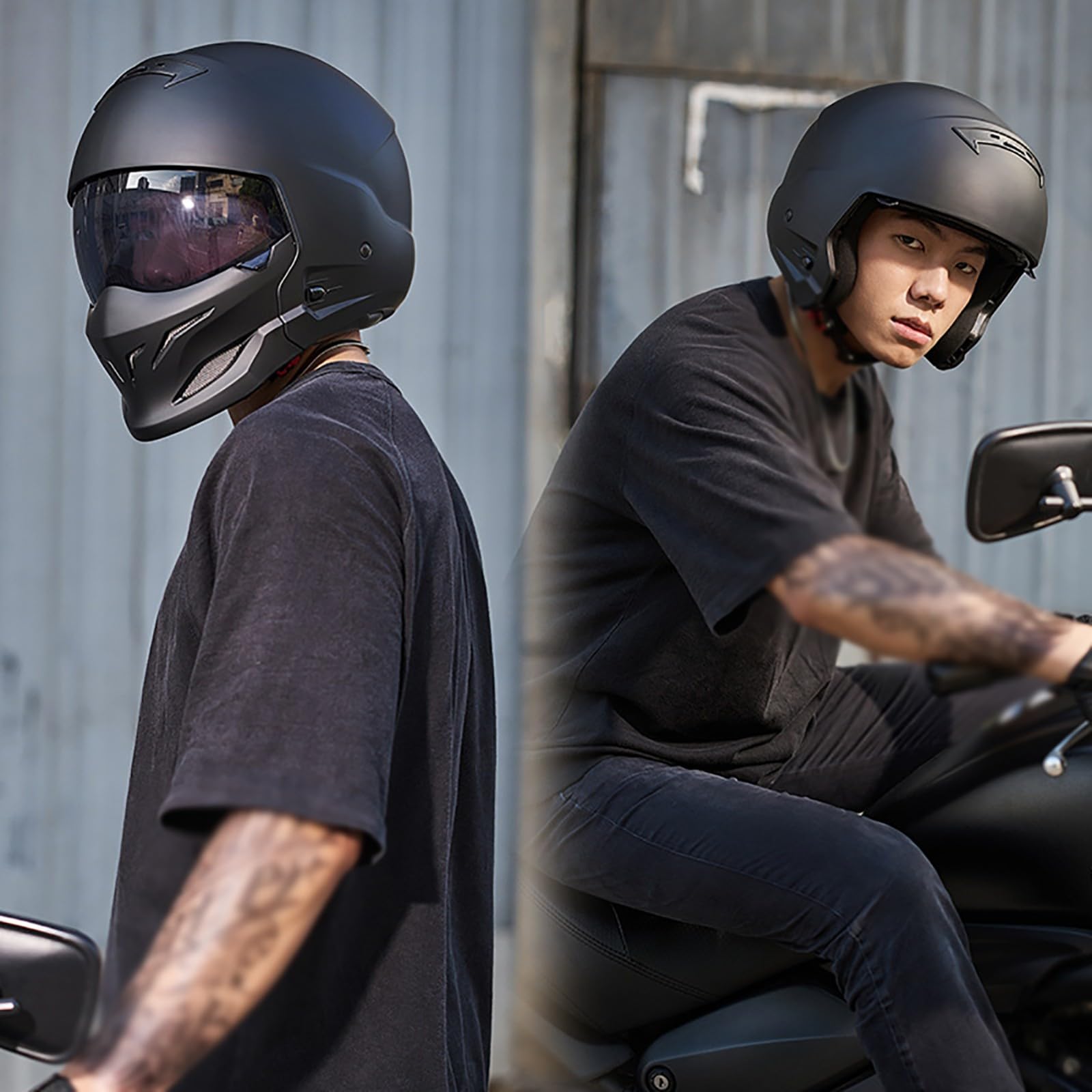 Casco Integrale Da Moto, Casco Da Moto Aperto Per Scooter, Ciclomotore, Cruiser, Caschi Da Moto Vintage Per Uomini E Donne Adulti, Omologato ECE 22.05