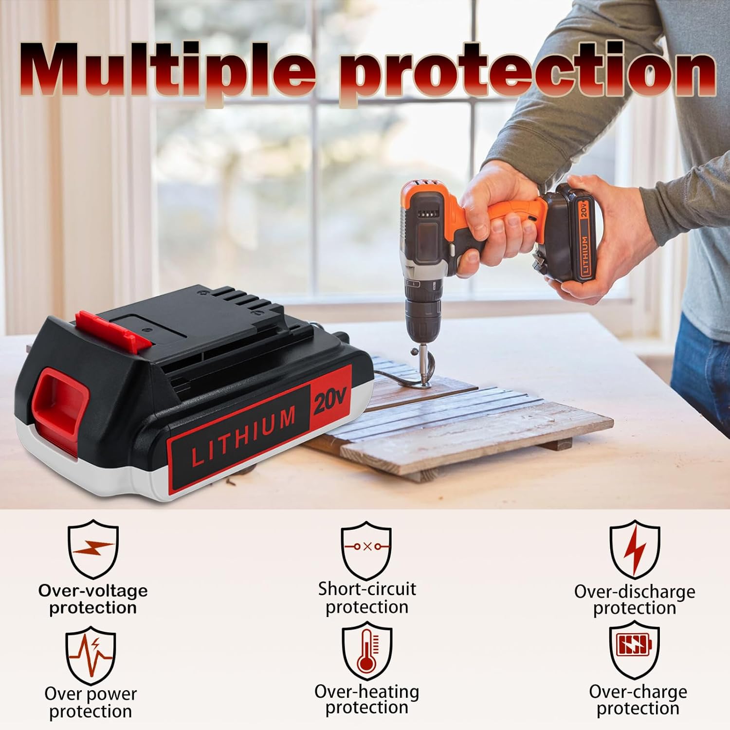 2-Pack 4.0Ah 20V Lithium Replacement Battery Compatible with Black and Decker LBXR20 LBX20 LBXR2040, High-Capacity Battery with Extended Run Time for Weed Eater, Drill & Power Tools (Non-OEM) - Image 2