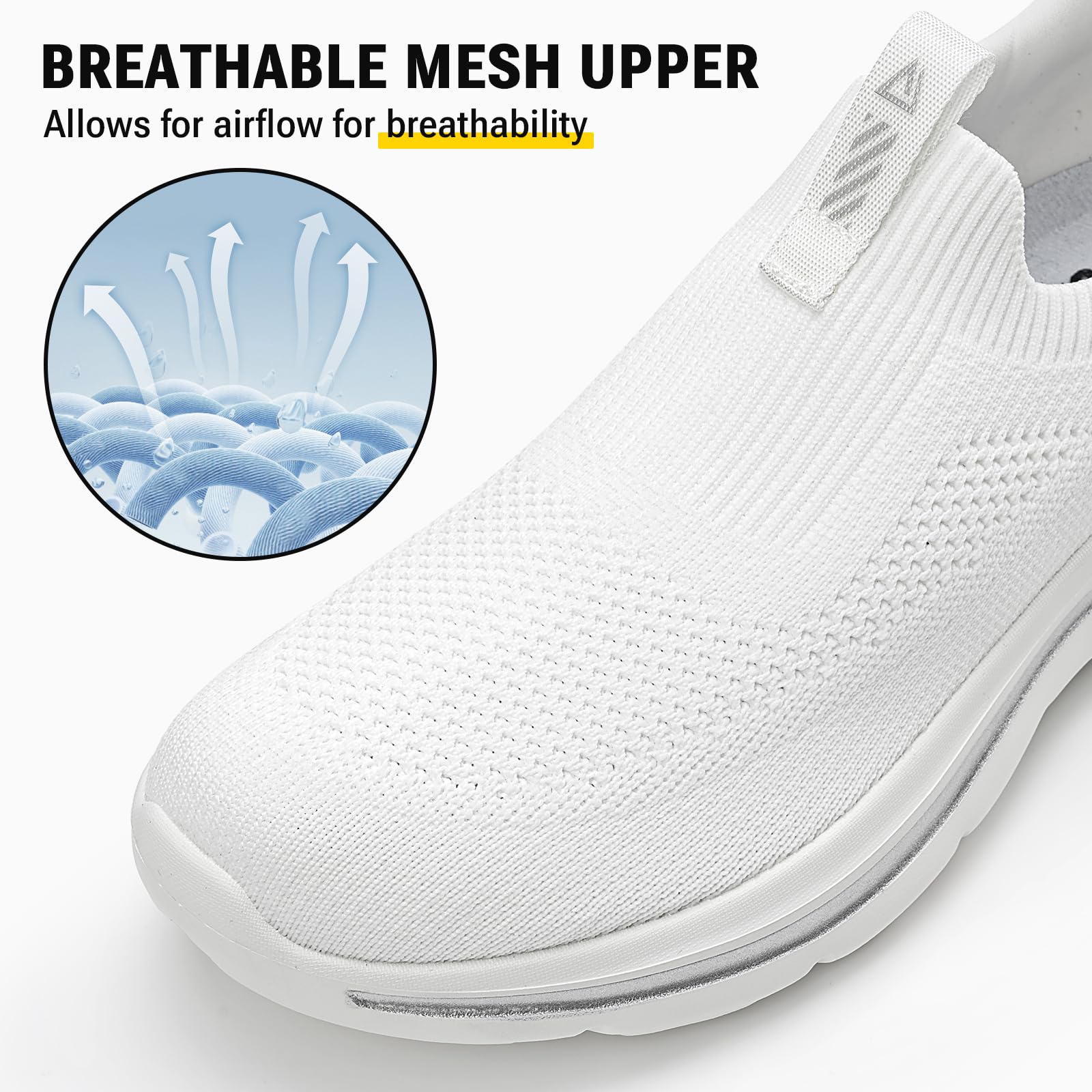 ODCKOI Damen Slip On Walking Schuhe, Atmungsaktive Freizeitschuhe zum Reinschlüpfen, Leichte Bequeme Sneaker,Spaziergang und Reisen