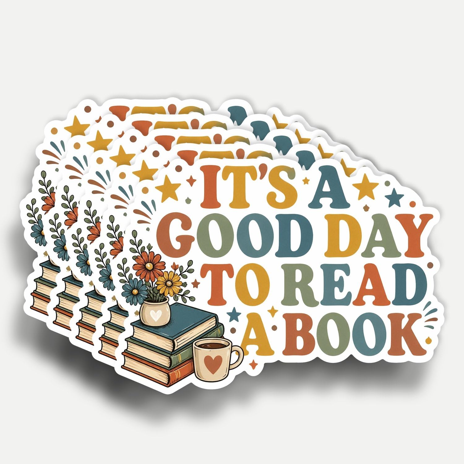 Photo 1 of (5Pcs) It's A Good Day to Read A Book Sticker 3 Inch, Funny Reading, Waterproof Vinyl Decal for Water Bottle Laptop, Car, Phone, Book, Kindle Bookish Reader