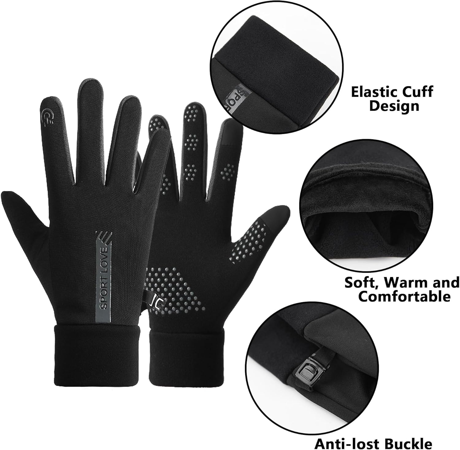 Men & Women Winter Touch Screen Gloves, Warm Thermal Running Cycling Driving Gloves - Image 2