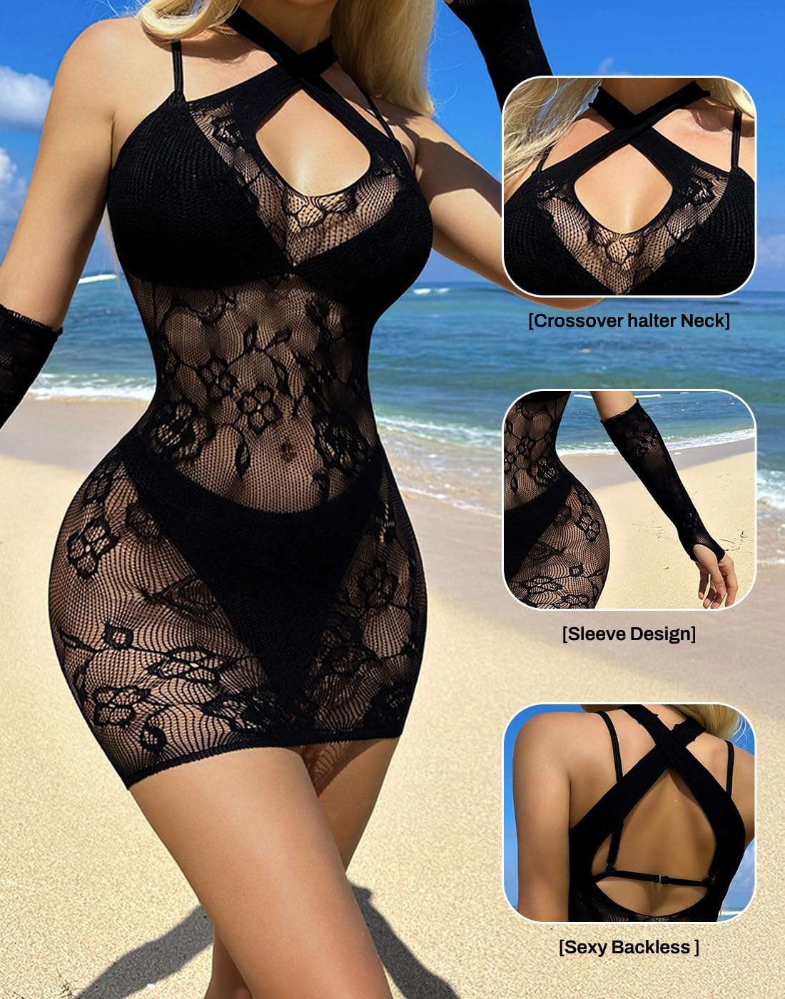 Women Sexy Lingerie Dresses Fishnet Nightwear Little Dress
